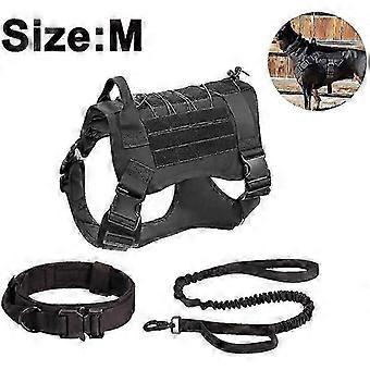 Military Dog Harness with Pouch and Patch, Tactical No-Pull Vest for Large Dogs, Service Training, Hiking - Black, M YF