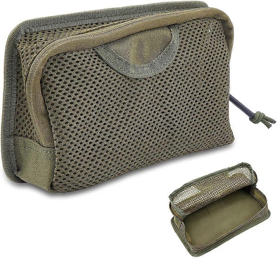 Tactical Mesh Pouch with Zipper,Modular Insert Panel Organizer Multi-Purpose EDC Utility Storage Pocket with Hook Loop Fasteners