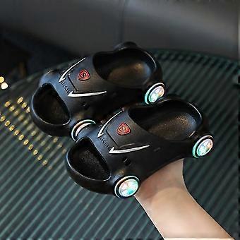 Sports Car Slippers Open Toe Sandals Cute Garden Shoes Beach Slippers Animals Lightweight Sandals, Size 200, Black