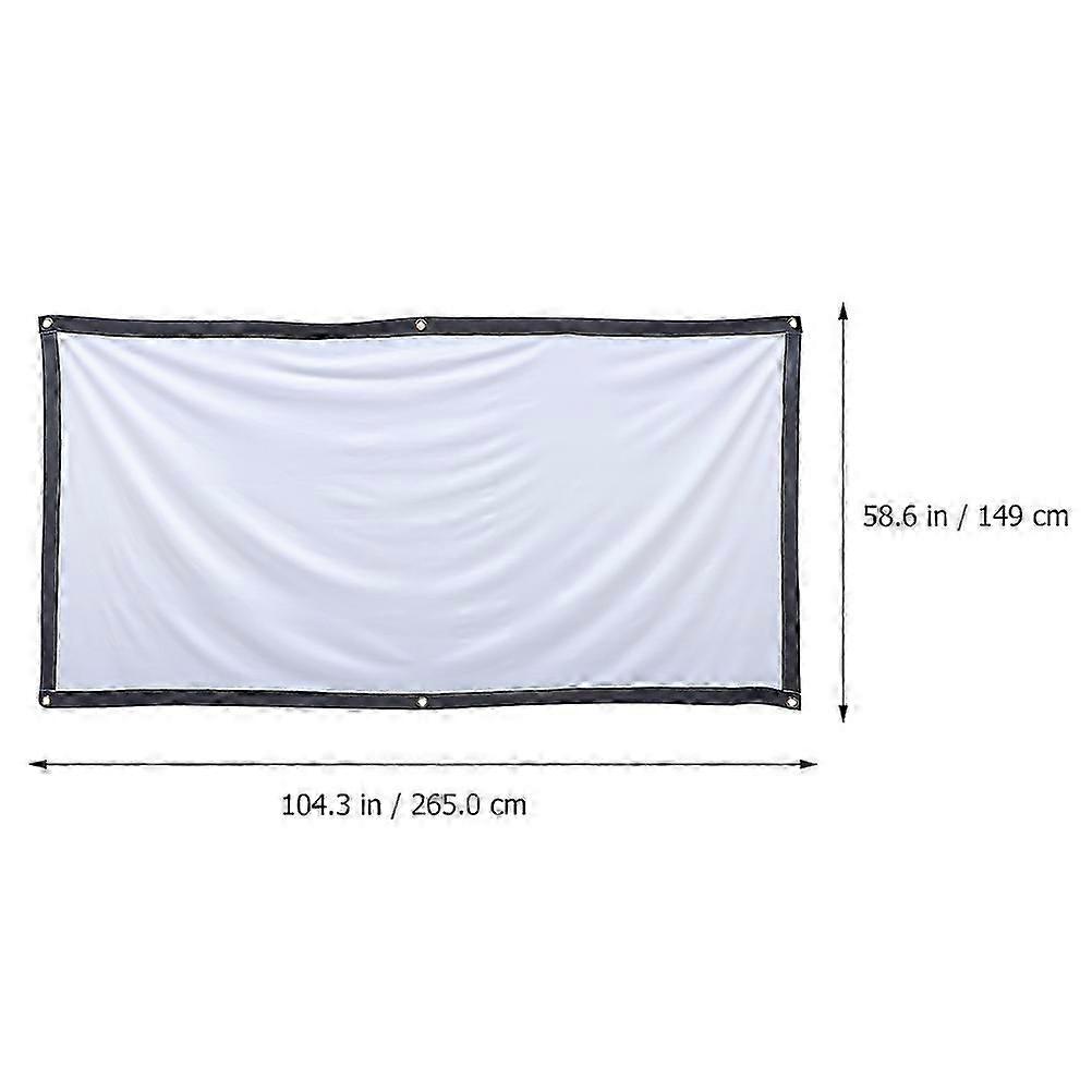 Projection Screen Foldable for Office Use 1Set White Polyester Material