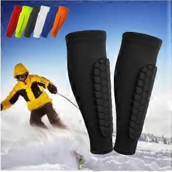 Ski Shields,Shin Defender Shin Guards with Honeycomb Pads,Long Breathable Elastic ski shin Pads, Bring You Black Medium-brnv
