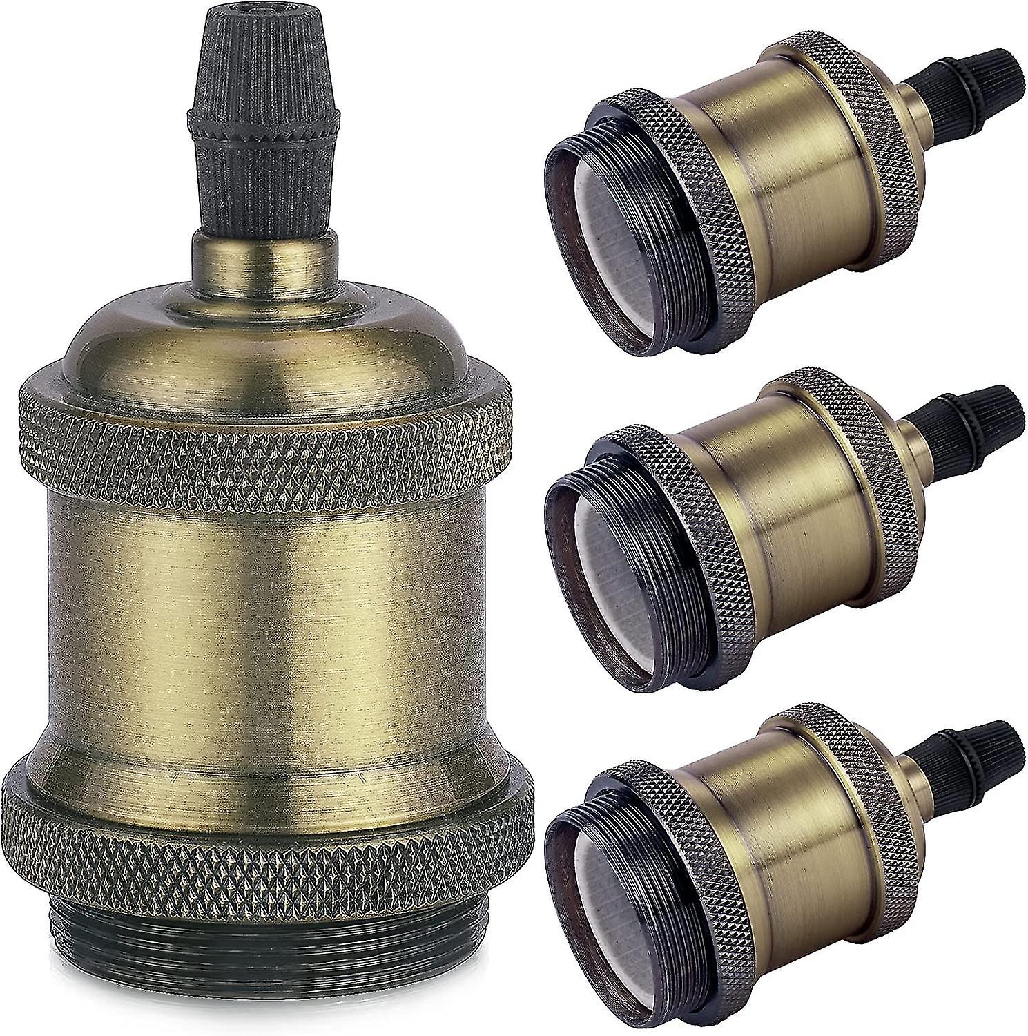 Vintage E27 Lamp Socket, Edison Retro Pendant Lamp, Solid Ceramic Adapter, 4 Piece Vintage Brass Socket