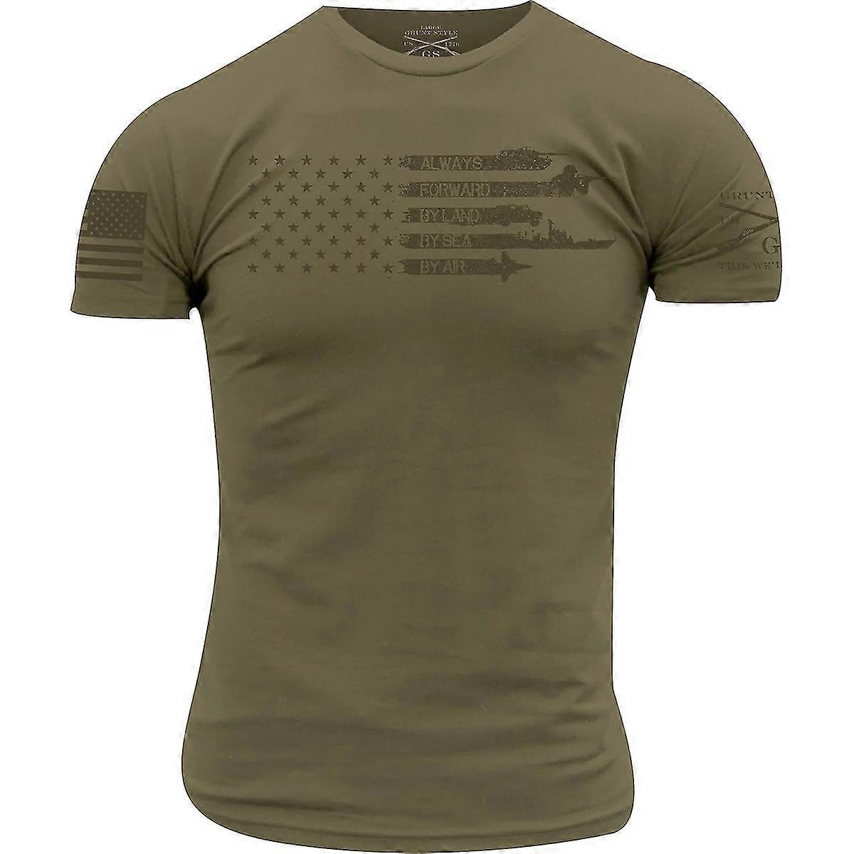 T-shirt Grunt Style Always Forward Flag - Vert militaire