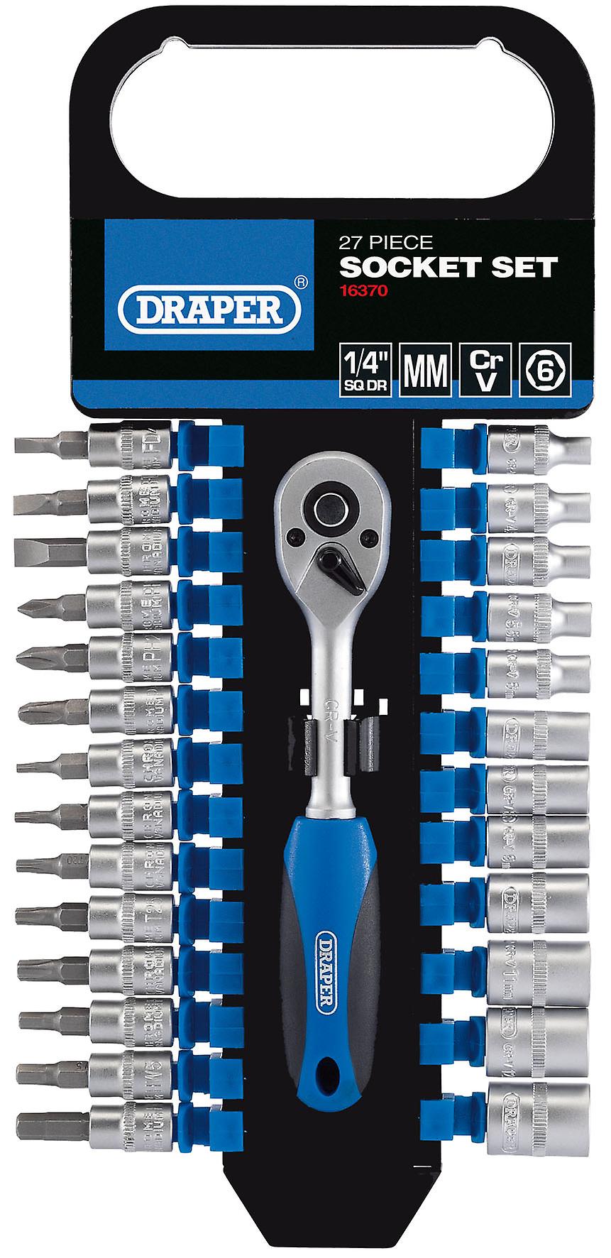 Draper 16370 27pc 1/4" Socket Set P/Rack