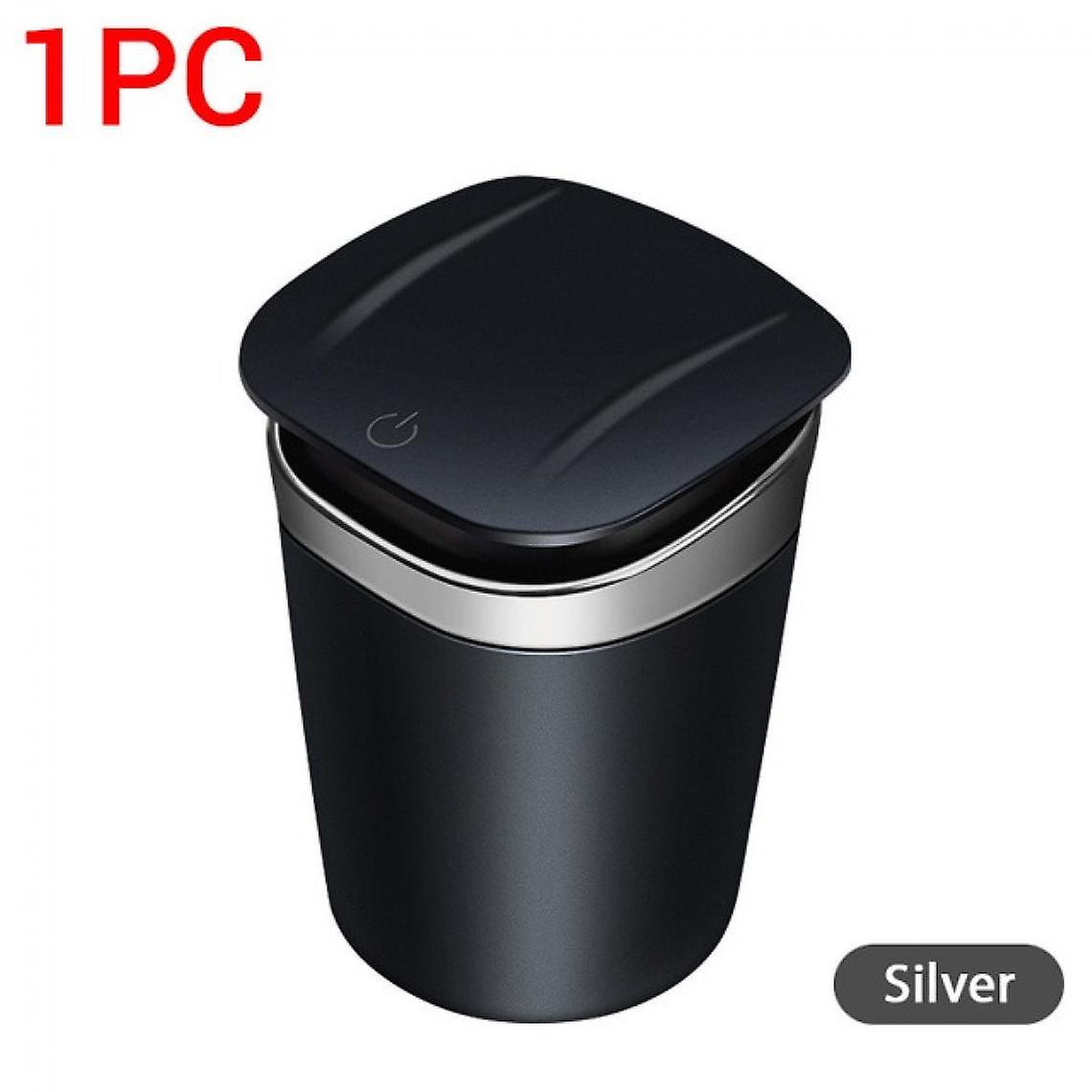Automatic Ashtray Cigarette Ashtray Led Blue Light Ash Bag Ashtray Ashtray Abs Metal Cup Portable Ashtray(silver)