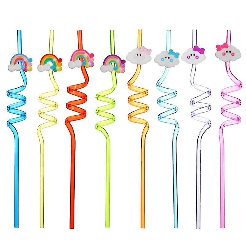 1/8pcs Regenbogen Geburtstagsfeier liefert wiederverwendbare Trink-Regenbogen-Plastikstrohhalme