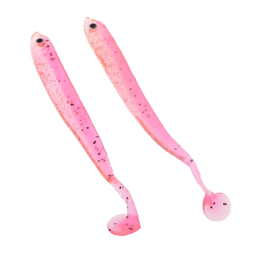 2pcs 3D oeil poisson en forme de queue T souple pêche leurre bar truite appâts marron