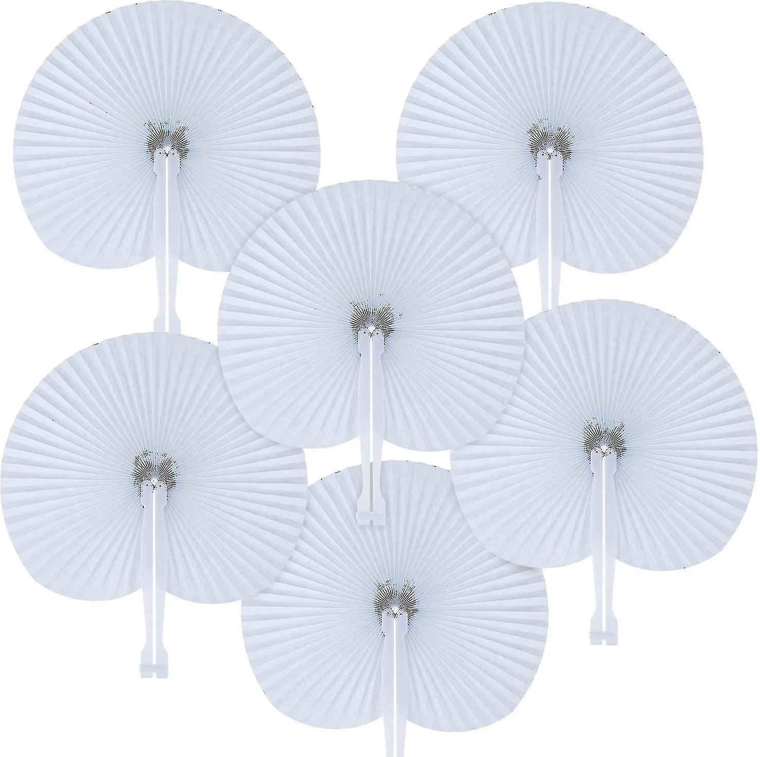 12 Pcs Folding Fans Paper Fans Assortment With Handle For Wedding Favor Party