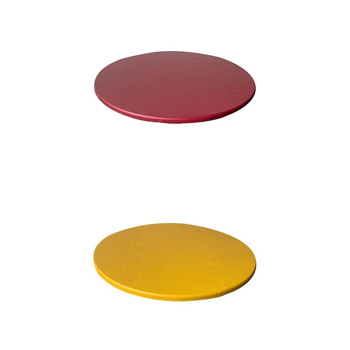 2pc Polyester Round Table Cloth Oilproof Wipeable Table Cover Easy Clean