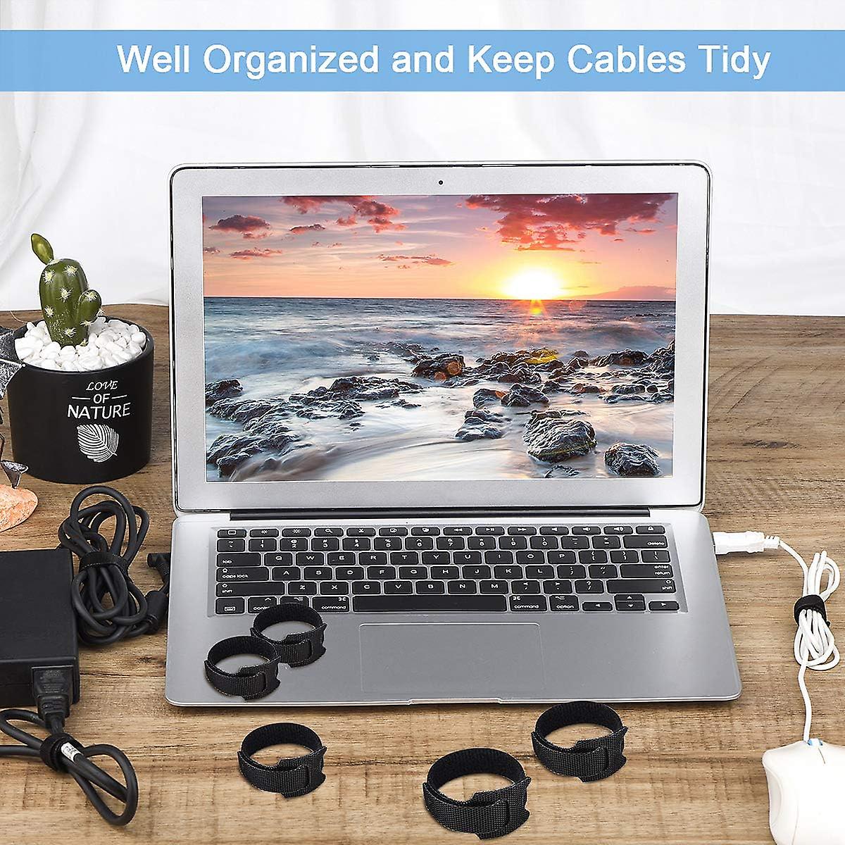 60PCS 6 Inch Reusable Cable Ties  Cord Wrap and Hook Loop Cords Management Adjustable Cord Straps  Cable Organizer