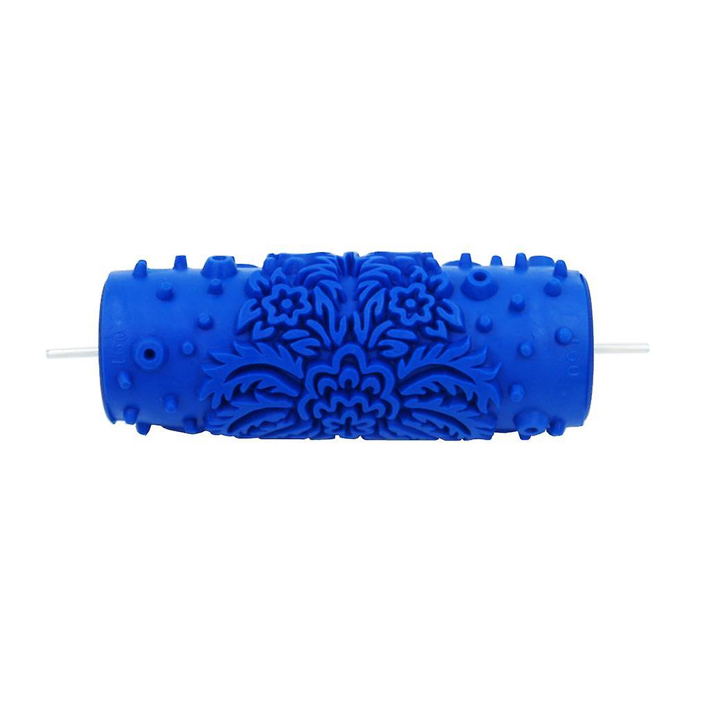 5" Embossed Pattern Painting Roller Brush Tool for Wall DIY Decor Blue  8#