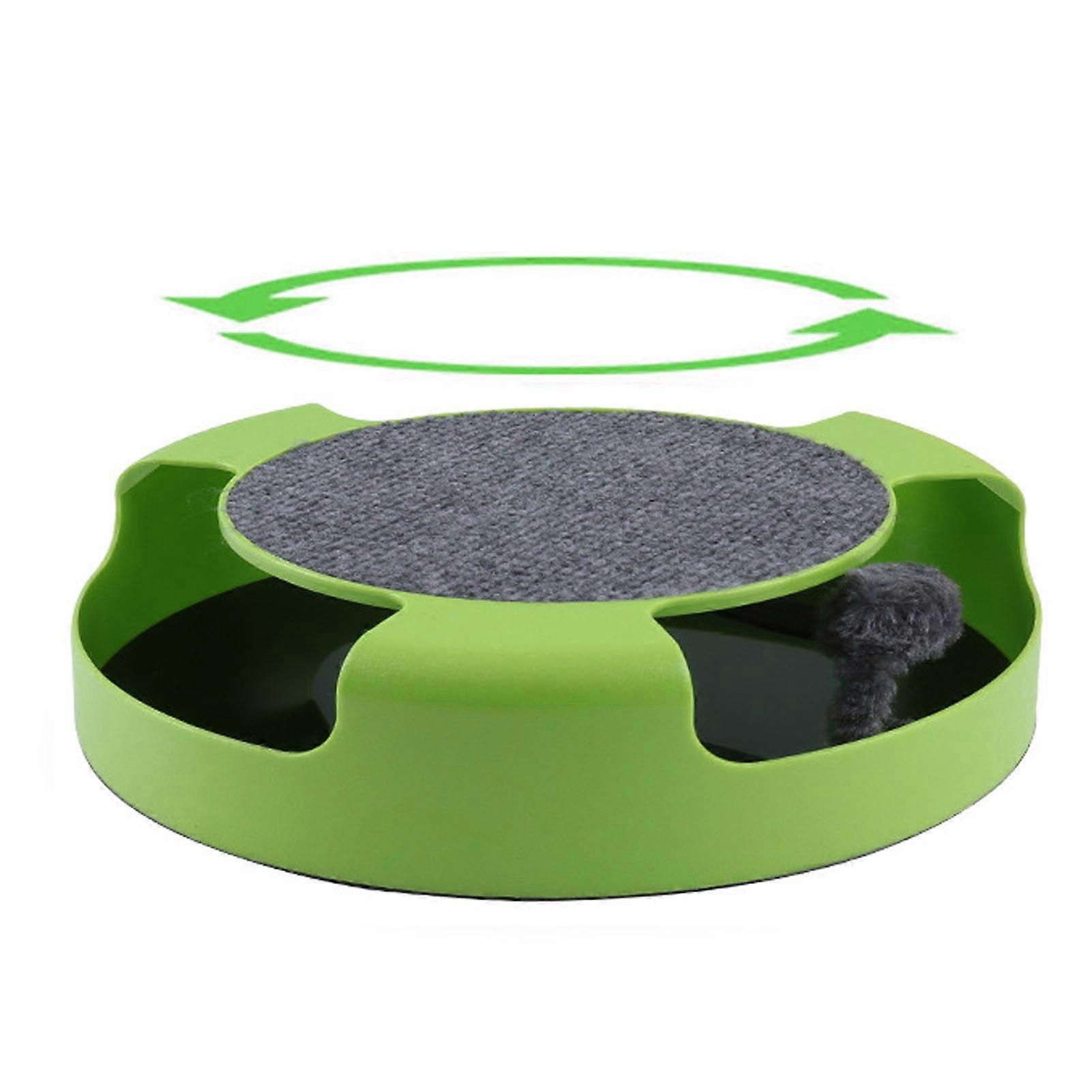 Catch Mouse Motion Cat Toy Interactive Fun Puzzle Rotating Cat Mouse Chase Toys with Scratching Pad for Cats Kittens Green Without Color Box