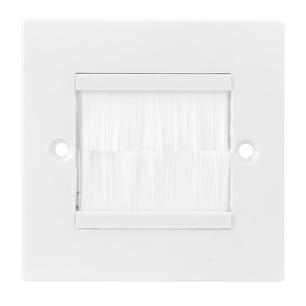 Dust Prevention Brush Cable Wall Plate Port Insert Cover Outlet Mount Panel (White)