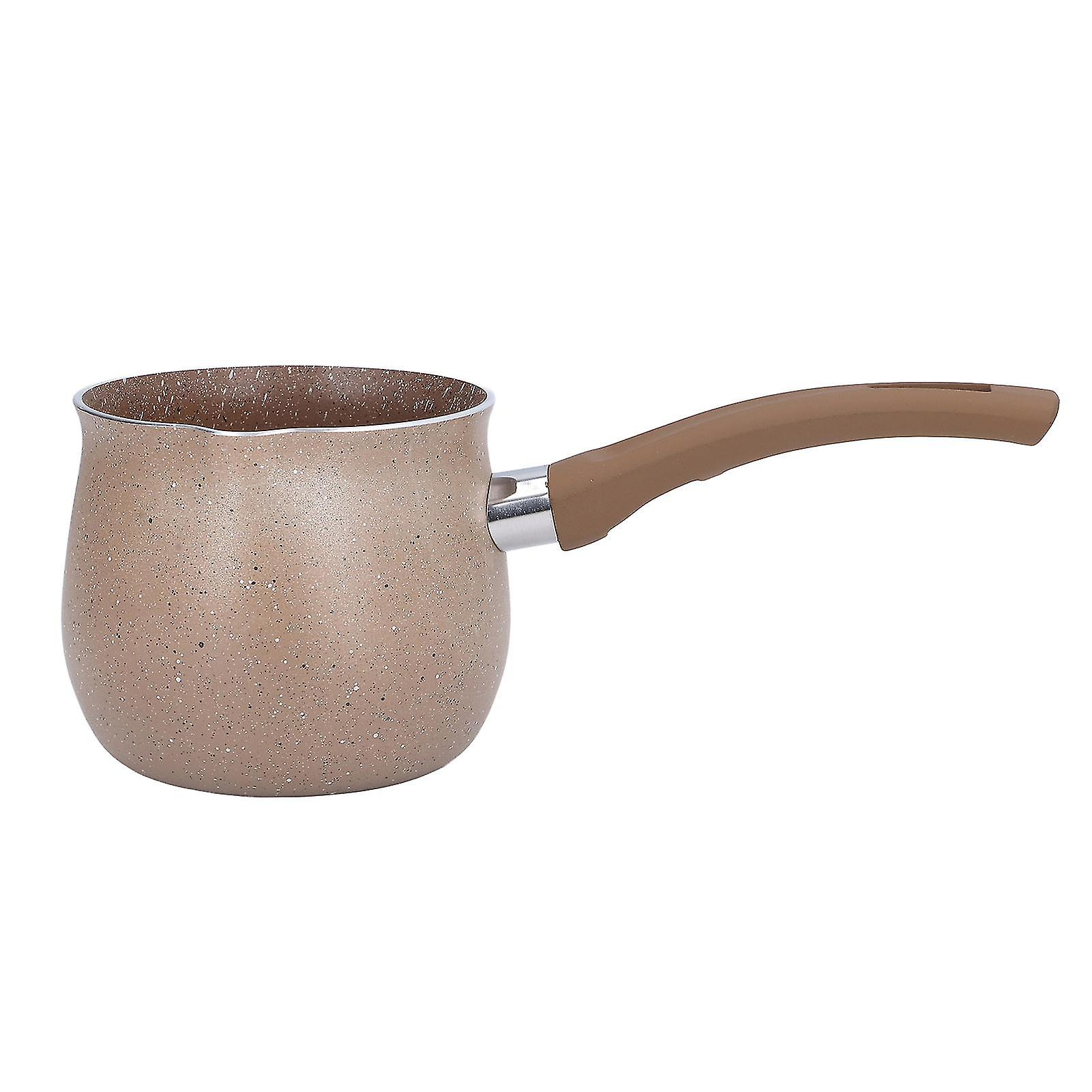 Chauffe-café à poignée unique, mini casserole à lait, en alliage d'aluminium, antiadhésif, anti-brûlure, marron