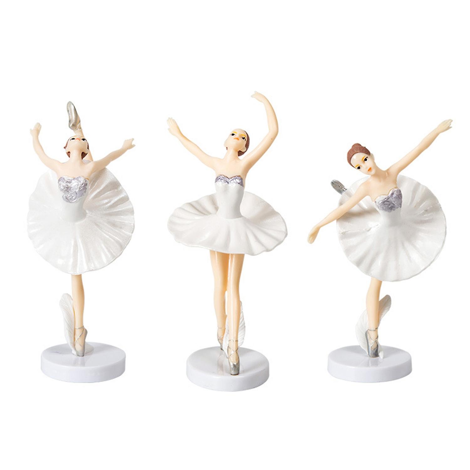 3Pcs/Set Ballerina Girl Figurines with Base Realistic Appearance Beautiful Shape Anti-fade Wide Appl