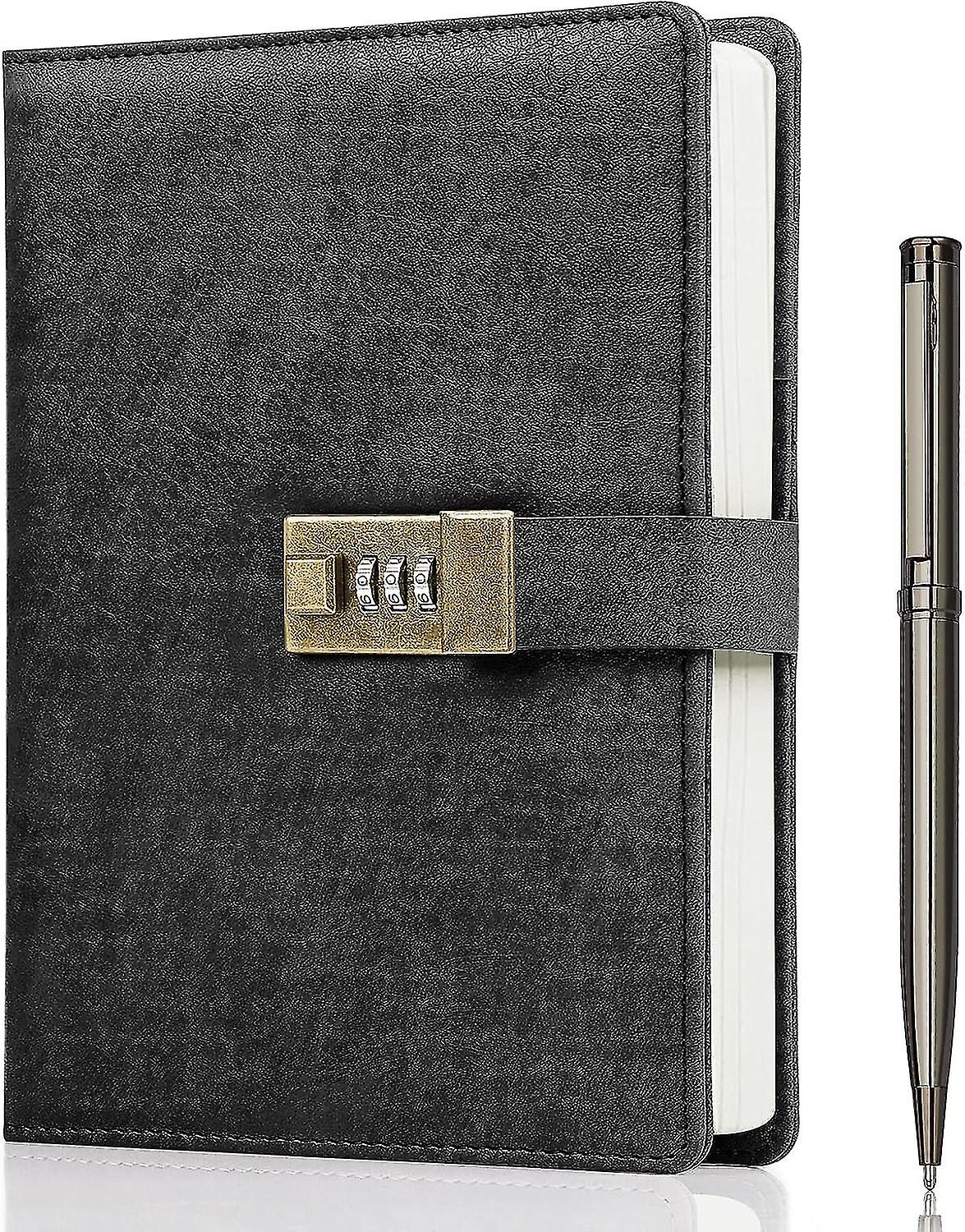 Diary With Lock, A5 Pu Leather Journal With Lock 240 Pages, Vintage Lock Journal Password Protected Notebook With Pen & Gift Box, Lock Diary Planner O