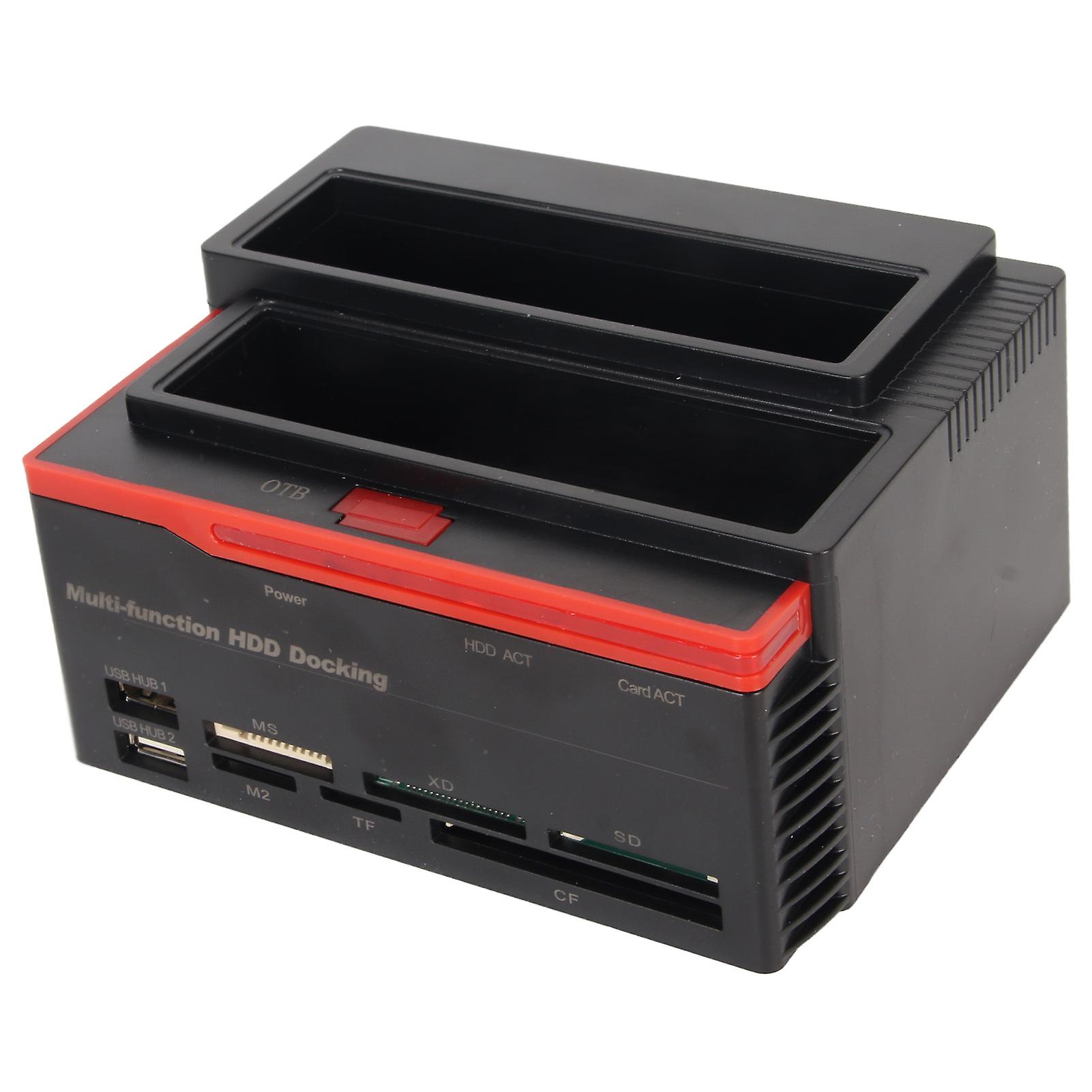 HDD Docking Station Dual Bay 480Mbps USB2.0 to SATA IDE Clone Function Hard Drive Reader for 2.5/3.5in 8TB SSD 100?240V US Plug