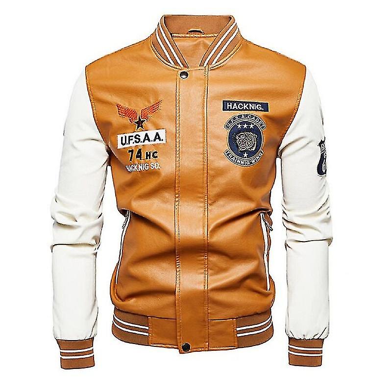 Baseball Jacket Pu Leather Coat Motorcycle Style