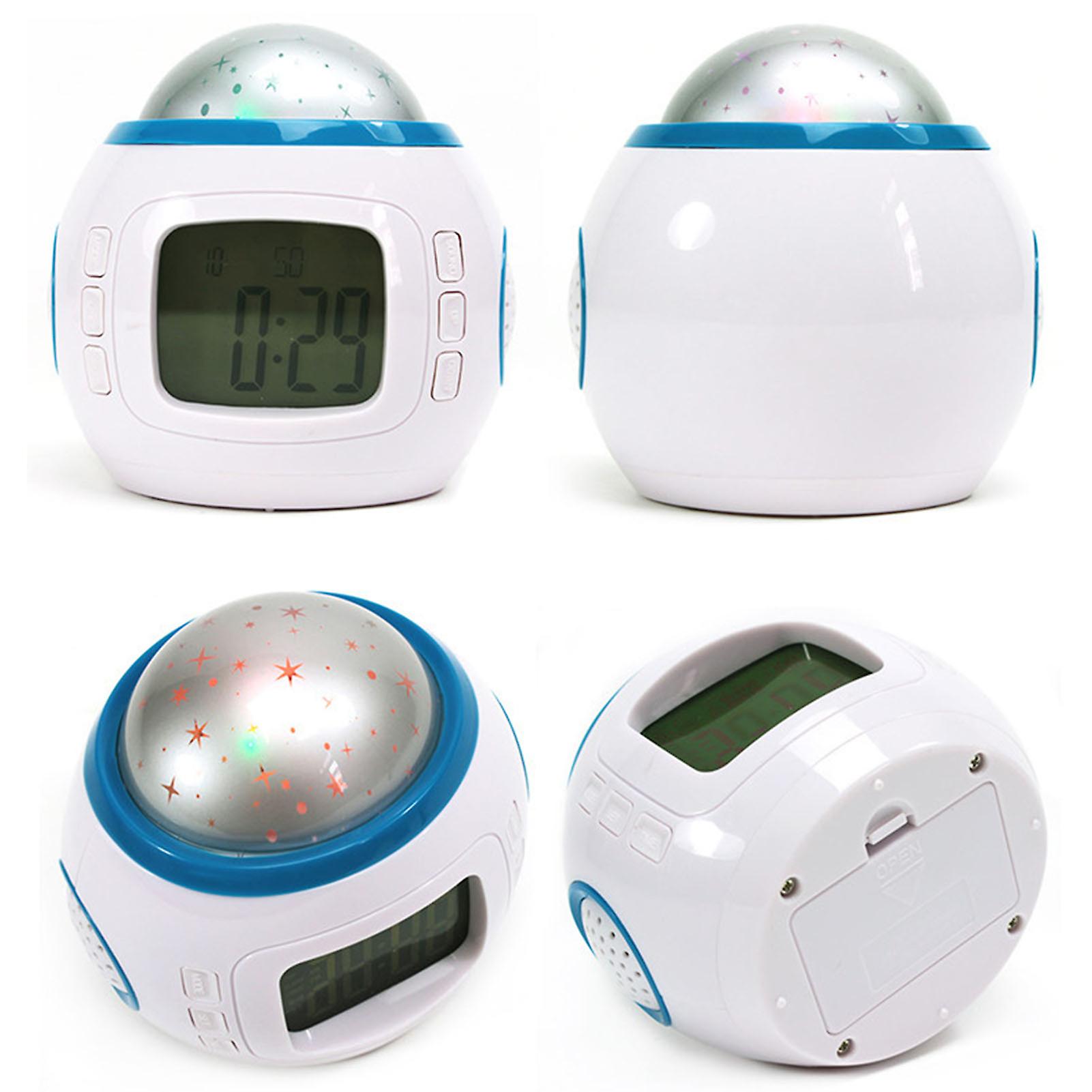 Projection Light Clock Backlight Snooze Function Sky Projector Digital Alarm Clock with Music Thermometer Calendar 
