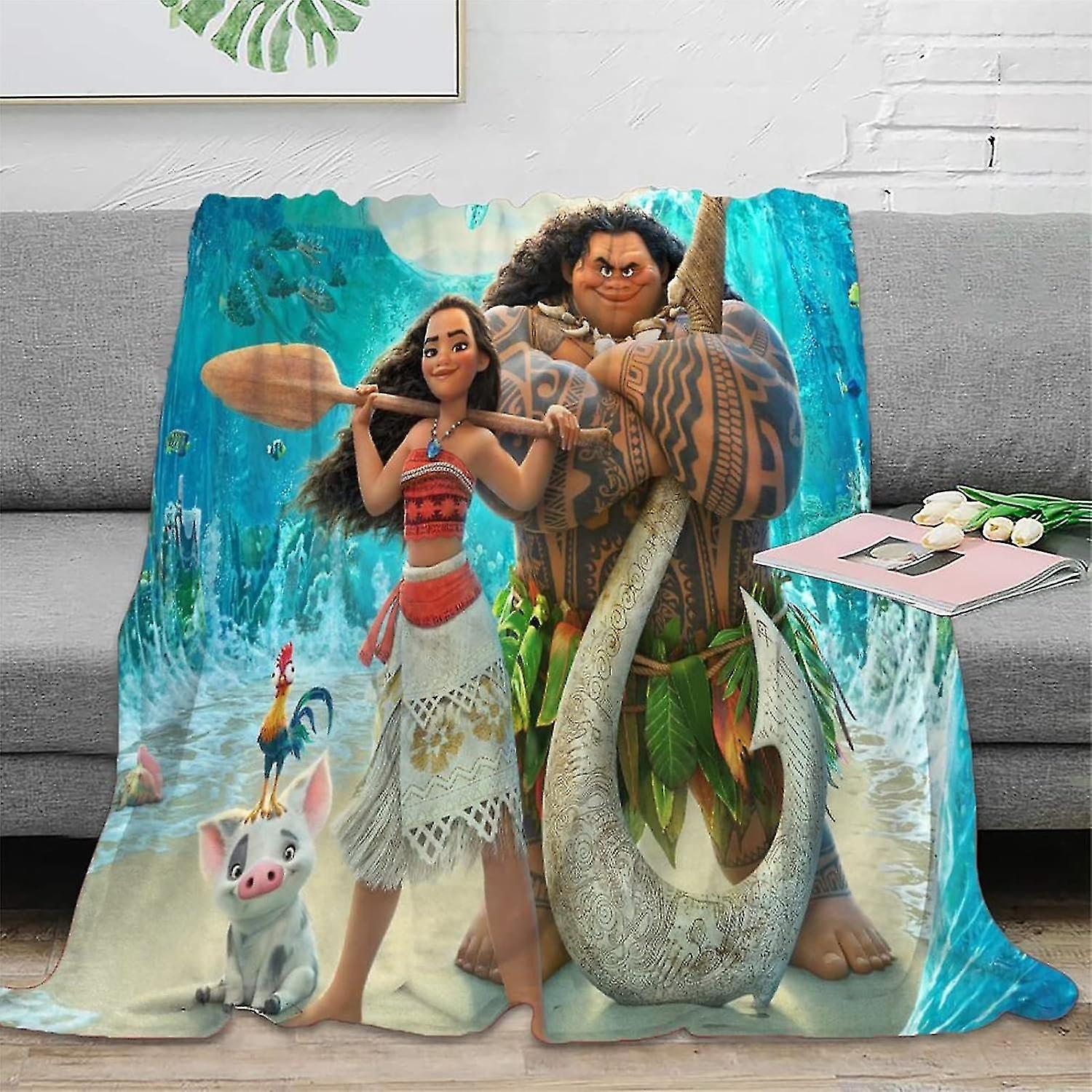Moana Throw Blankets 3d Printed Ocean Princess Blanket Super Ultra Soft And Fluffy Flannel Throw Blankets Lightweight Plush And Warm Bed Blanket For B