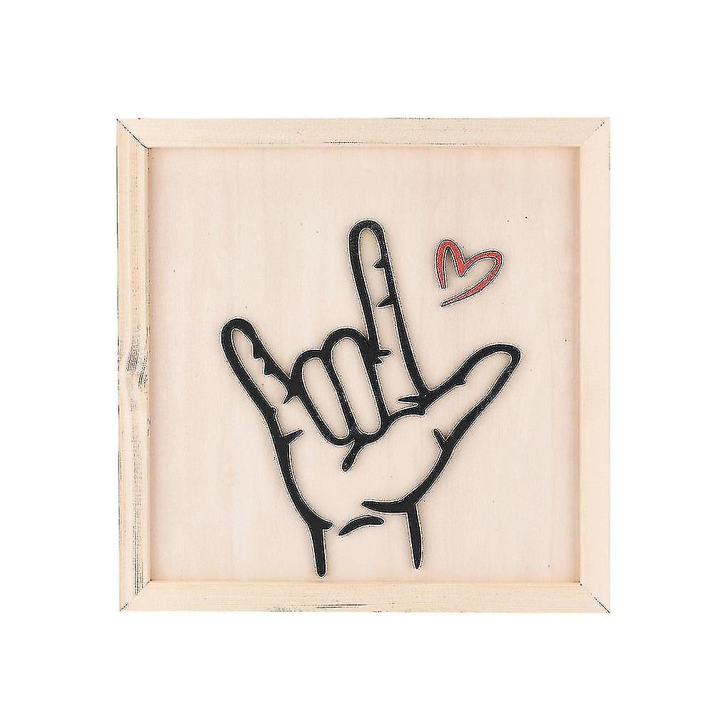 Ti amo Lingua dei segni Cornice per foto in legno Gesto Simbolo Decoro Casa Decorazione da tavolo (baifus)