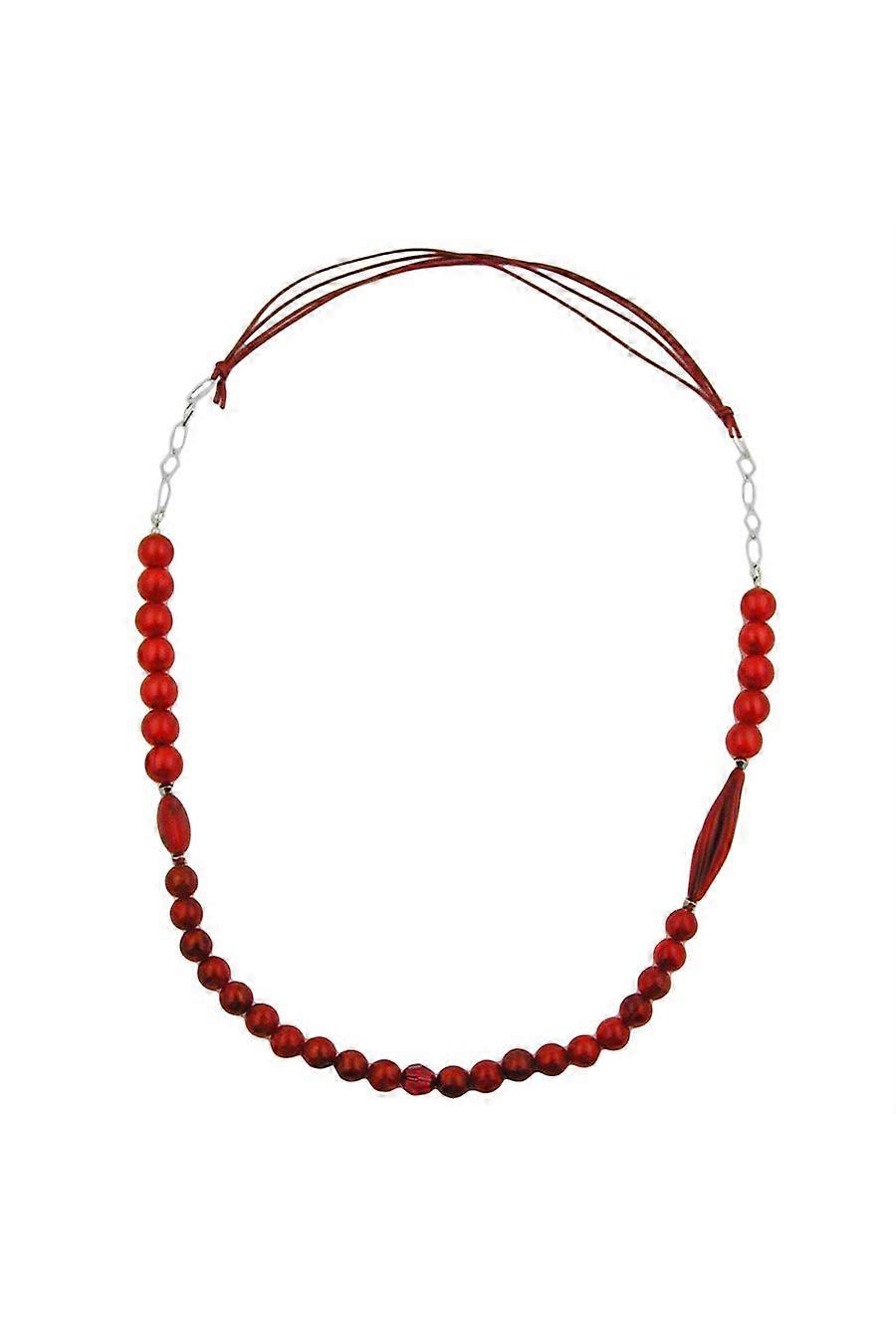 Necklace Beads Raspberry Red Silky Colours - Gl00788