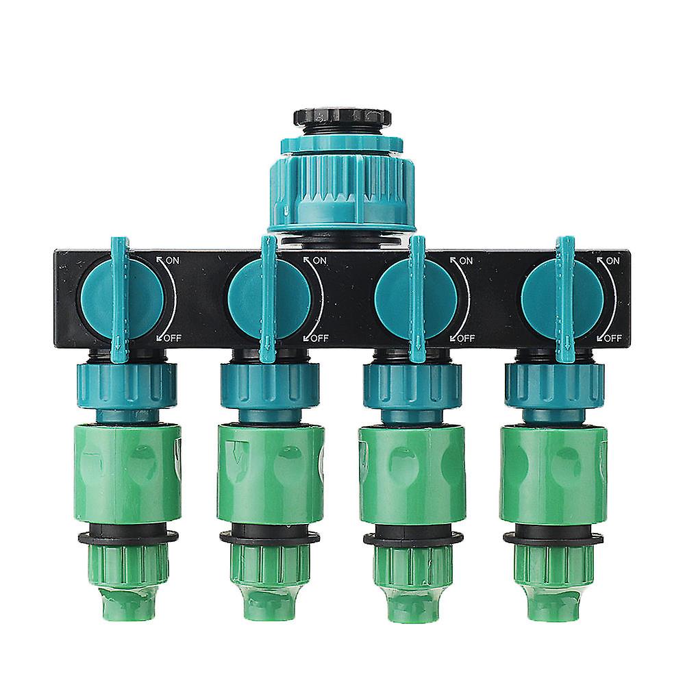 Universal 4 Way Garden Hose Splitter Tap Manifold For 1/2" 3/4" 1" Faucet Shut Off Connector Water Pipe Divider Quick Adapter Outdoor Irrigation