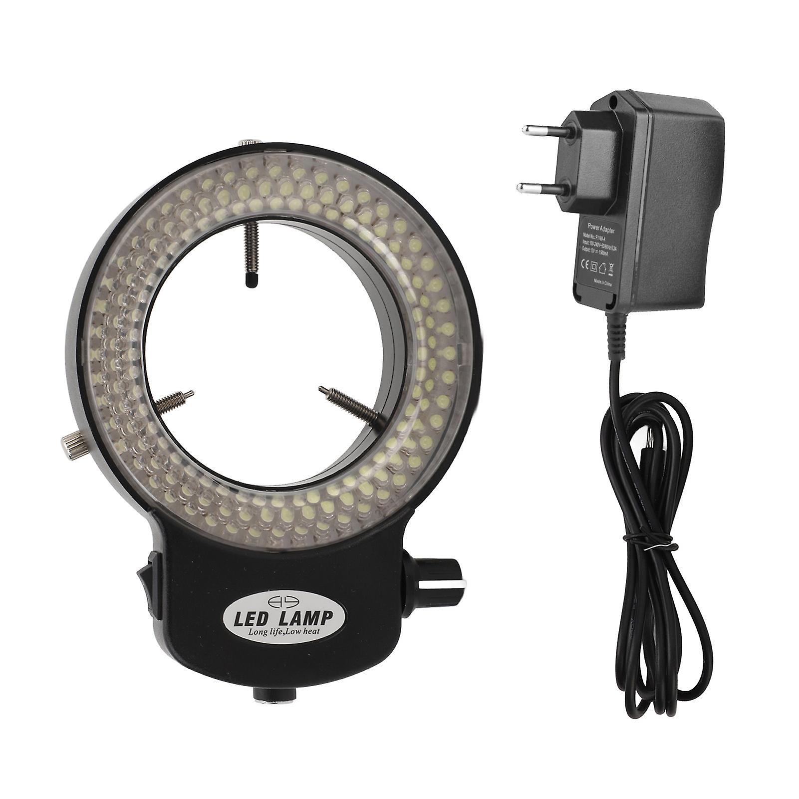 Microscope LED Ring Light 144 Beads Brightness Adjustable LED Ring Light for Lathe Camera 100240V EU Plug