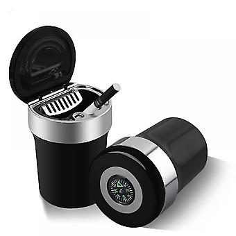 Veeki Car Ashtray, Stainless Steel Compass Car Ashtray With Blue LED Indicator Smoke Free Fits Most Car Cup Holders