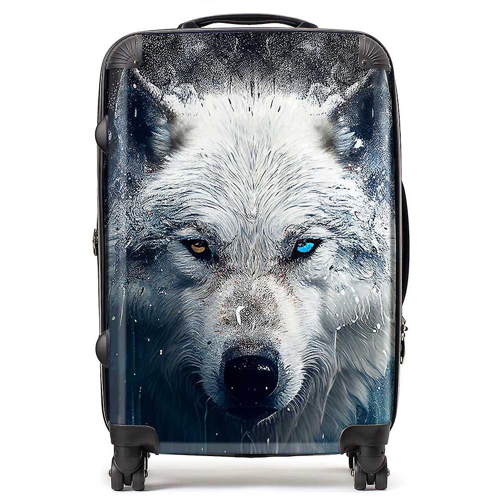 White Wolf Face Splashart Suitcase