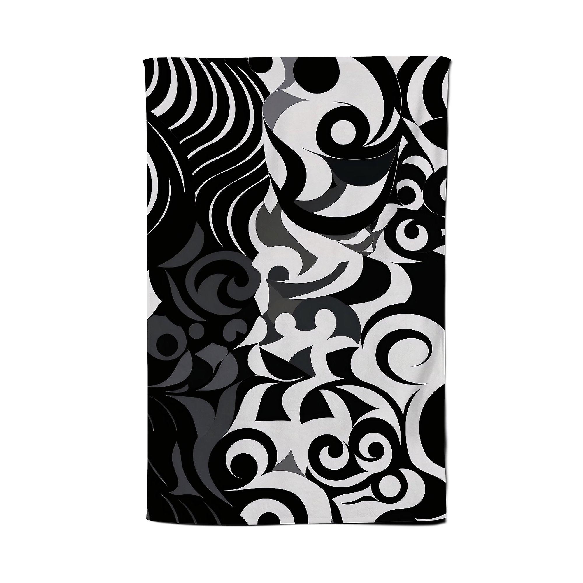 Black Grey Abstract Tea Towel