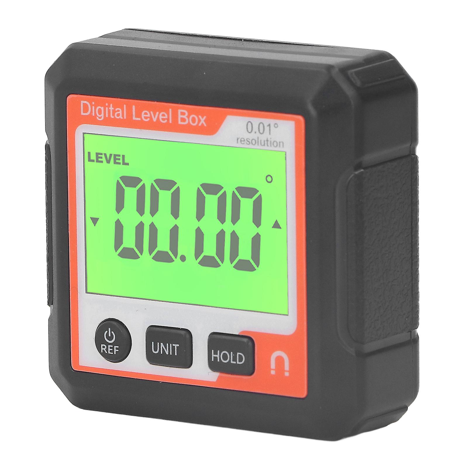 Digital Level Box High Accuracy Magnetic Portable Protractor Inclinometer Angle Gauge for Woodworking Construction Site Orange White