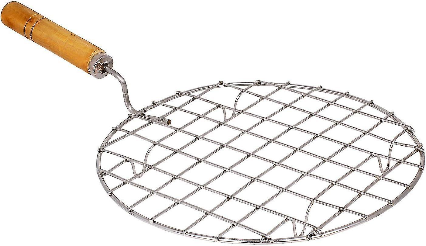 Stainless Steel Round Wire Roaster Rack/papad Jali/roti Grill Round Shape With Wooden Handle