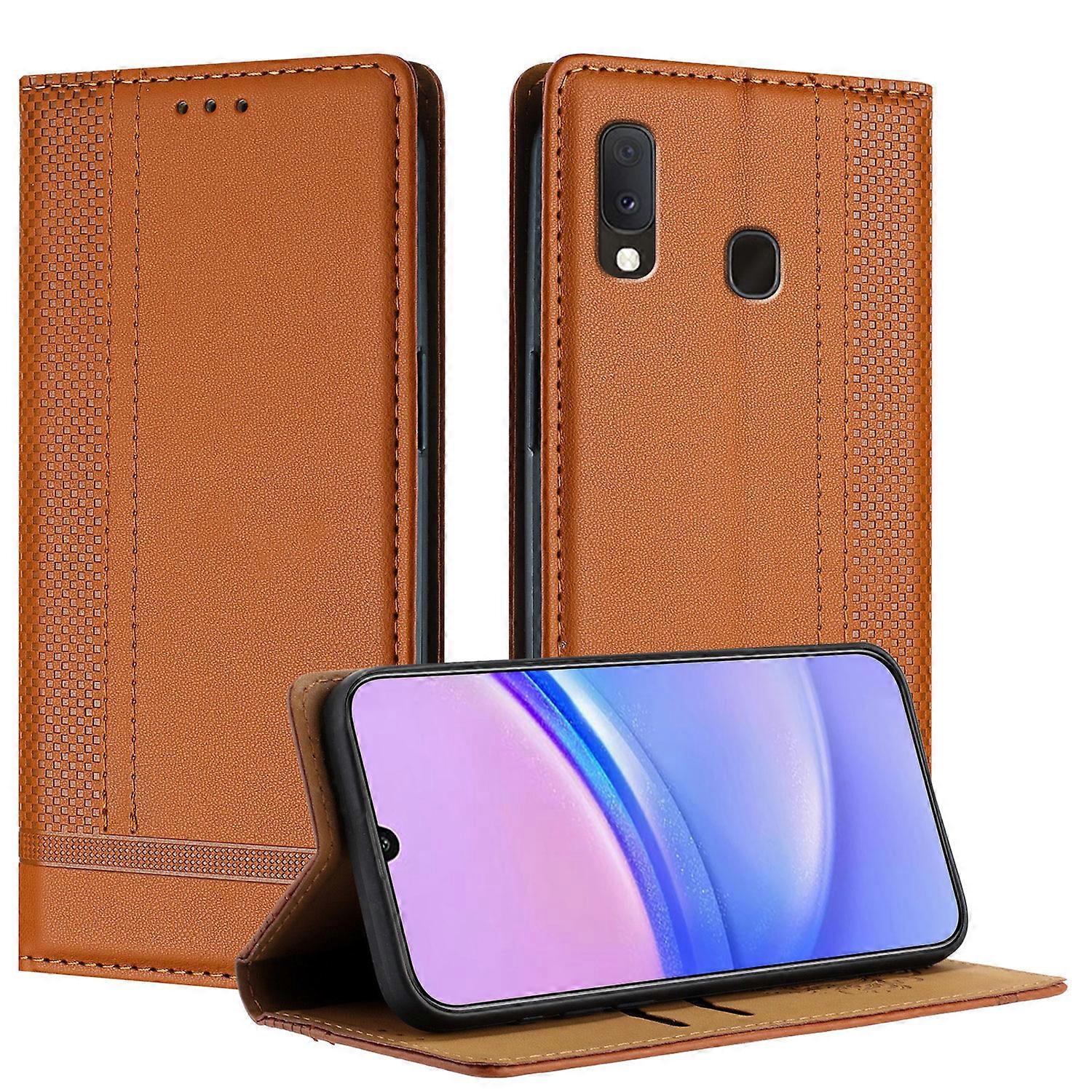 Case For Samsung Galaxy A20E A10E, Vintage Stitch Leather Wallet Case Card Slot Kickstand Magnetic Closure Shockproof Flip Folio Case Cover