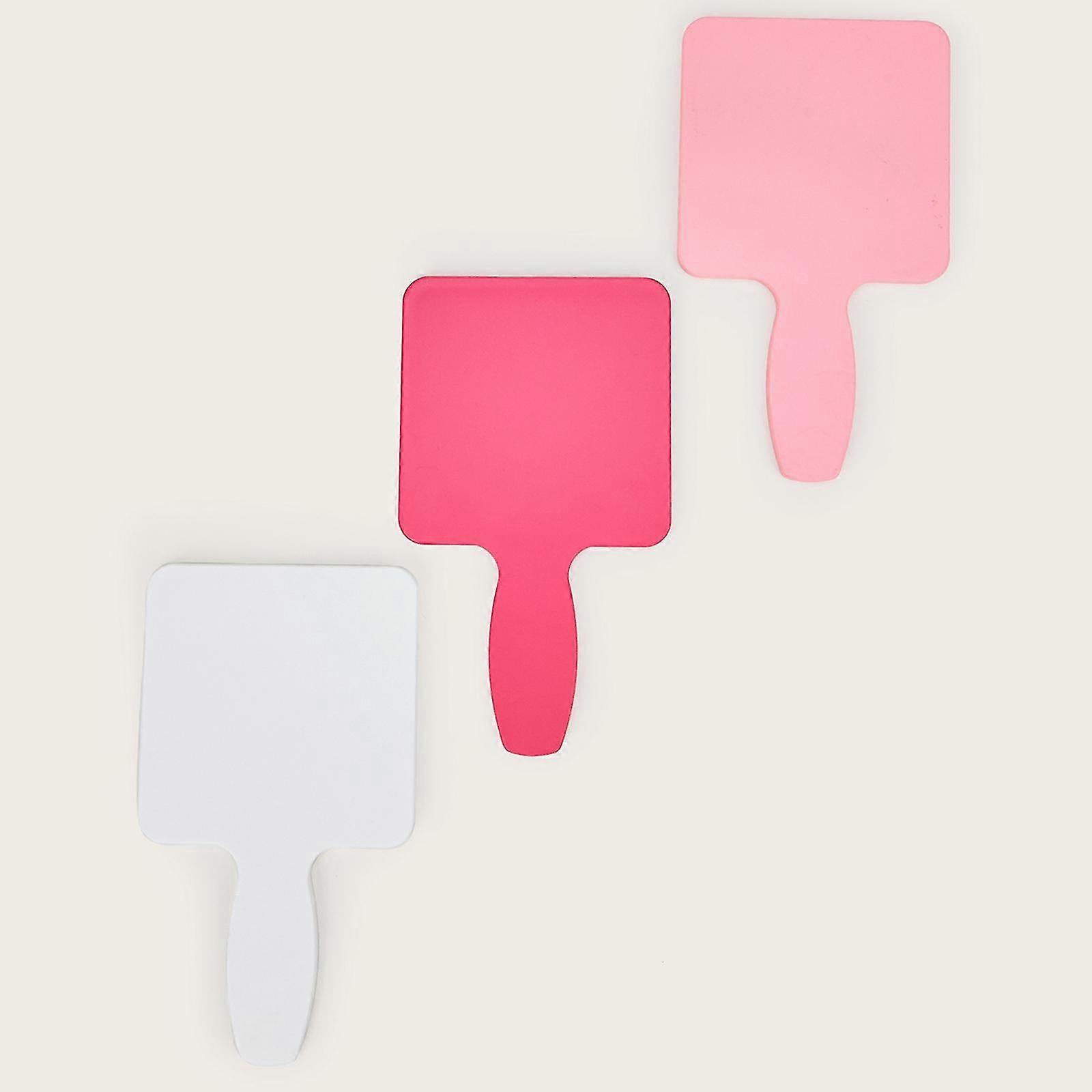 hg 8x Square -shaped Travel Handheld Mirror Portable Personal Cosmetic Hand Mirror With Handle - White