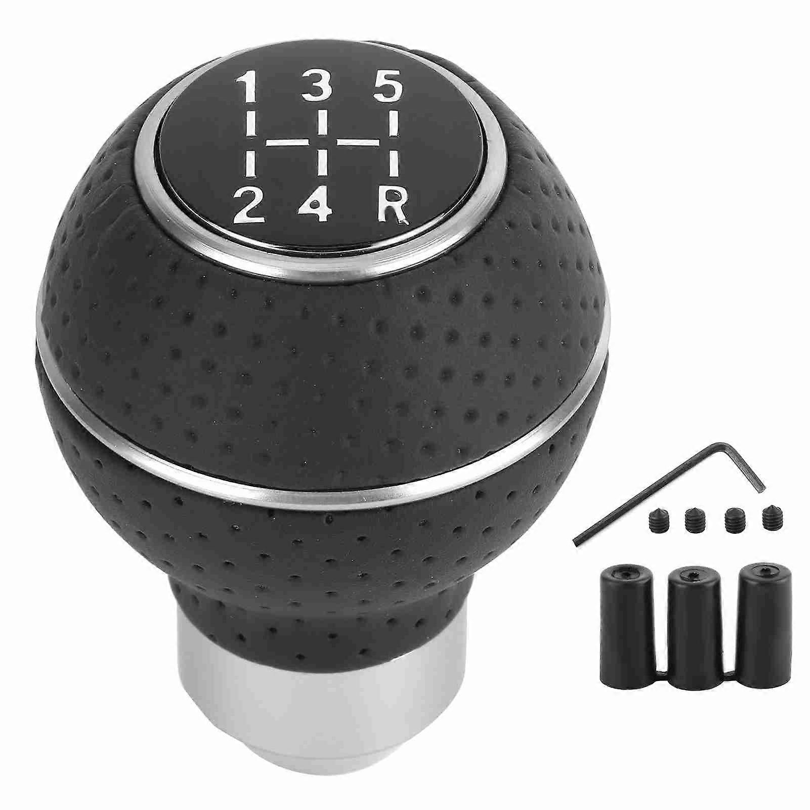 TKSE Gear Shift Knob Shift, 5 Speed Gear Shift Knob Stick Aluminium Alloy and Leather Manual Automobiles Accessory(Black)