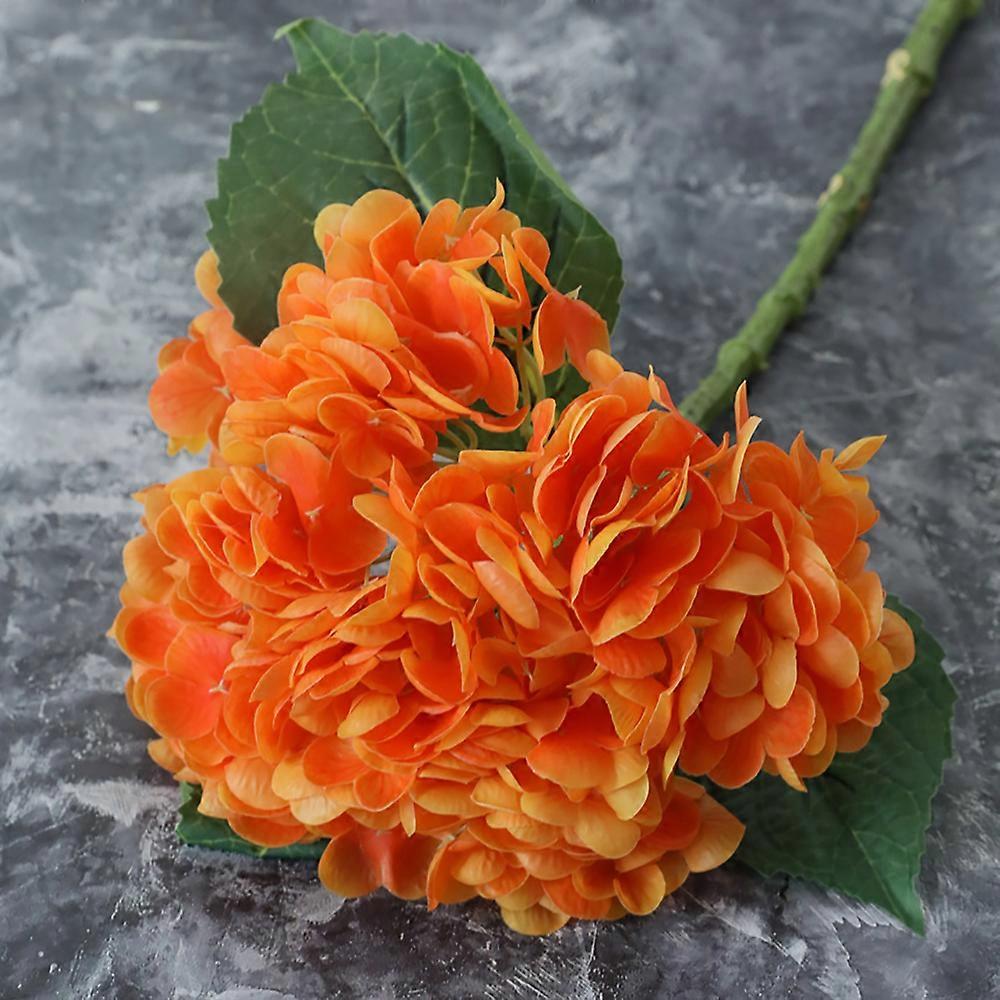 Artificial Hydrangea 49cm Large Fake Hydrangea Heads with Stem (Orange)