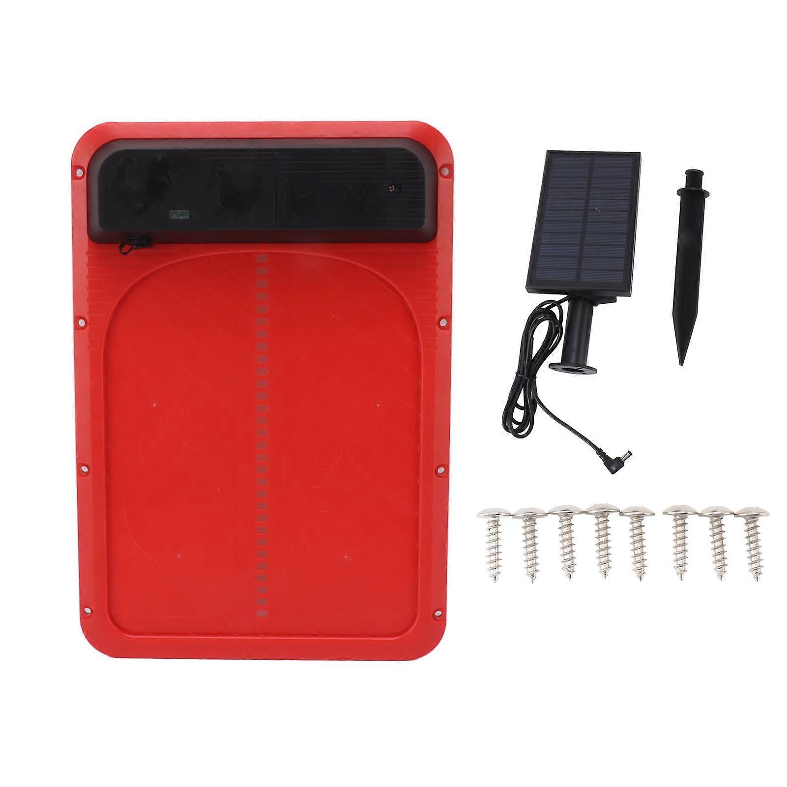 Automatic Chicken Coop Door Solar Powered Safe Chicken Coop Door with Light Sensor for Poultry Red NO.7023