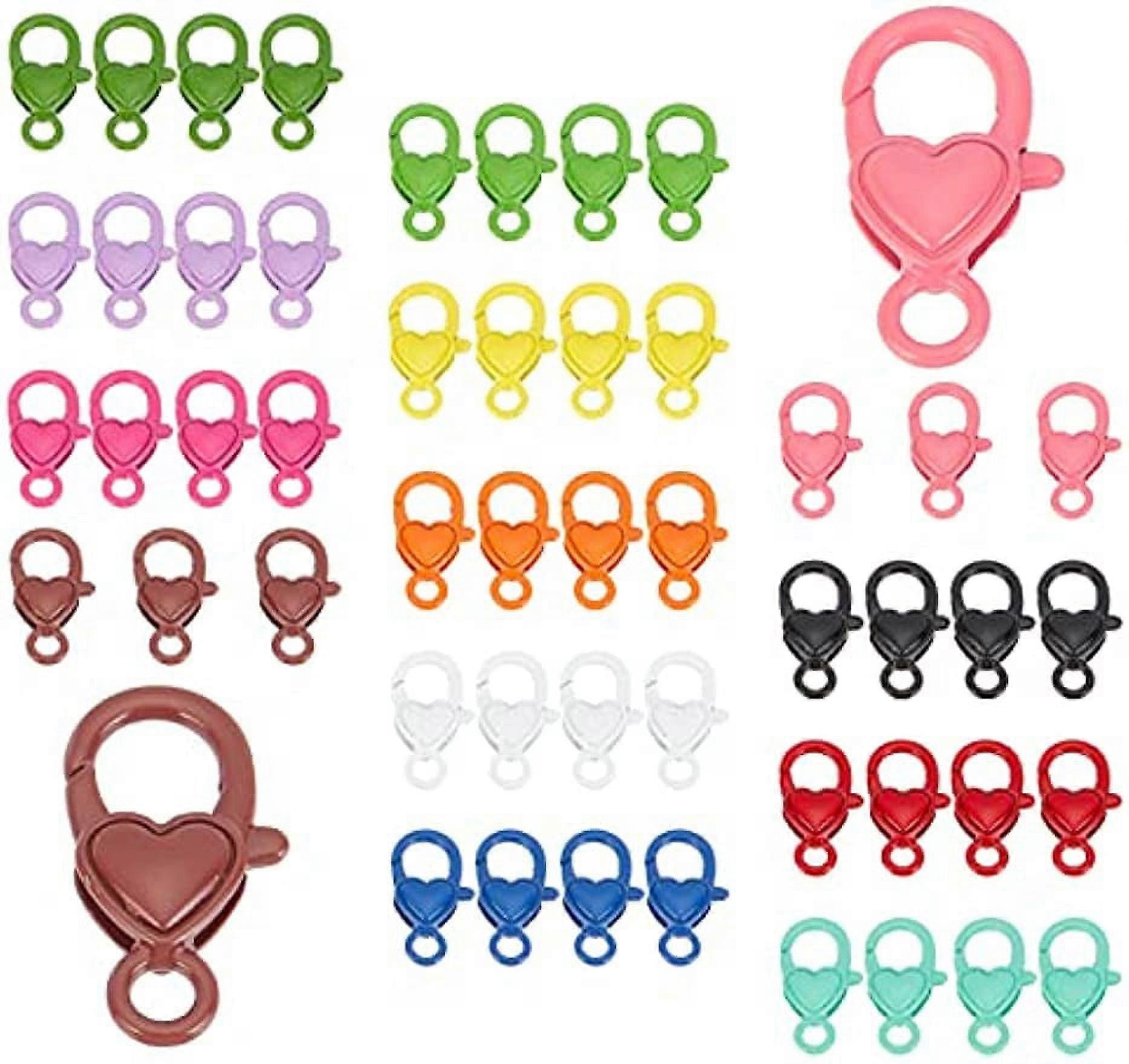 13 Colors Heart Lobster Claw Clasps 52pcs Colorful Jewelry Clasps Heart Lobster Clips Hooks Cord End Clasps