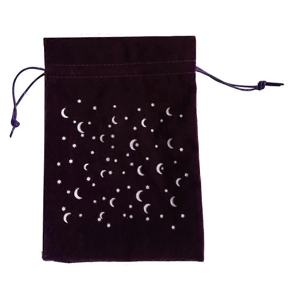 Decorative Flannel Drawstring Storage Bag Star Moon Drawstring Bag for Tarot Cards