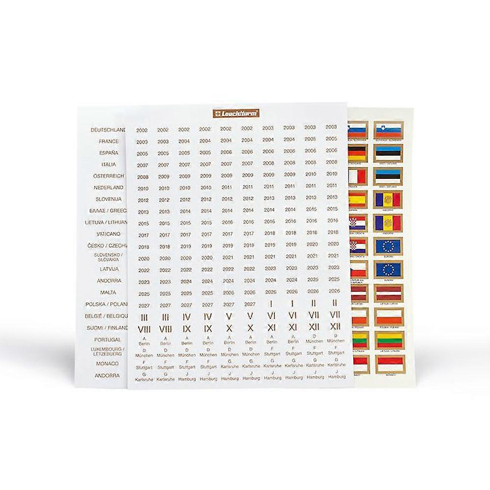 Leuchtturm Premium Quality and Durable Euro Flags Names and Years Labels