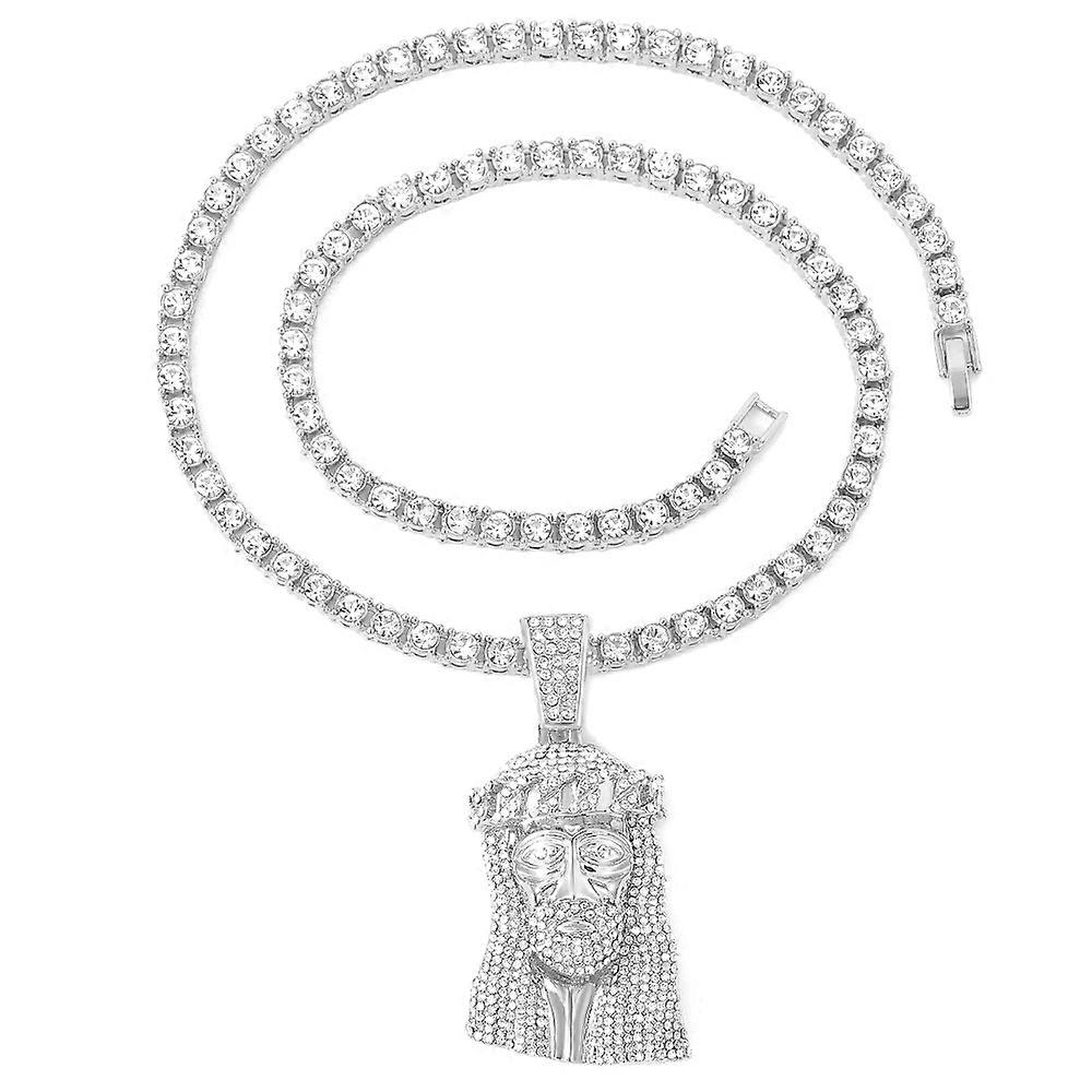 Isus cap pandantiv de cristal colier cubanez lanț iced out pandantive pandantiv pentru bijuterii 11mm Hip Hop Man femei accesorii de moda