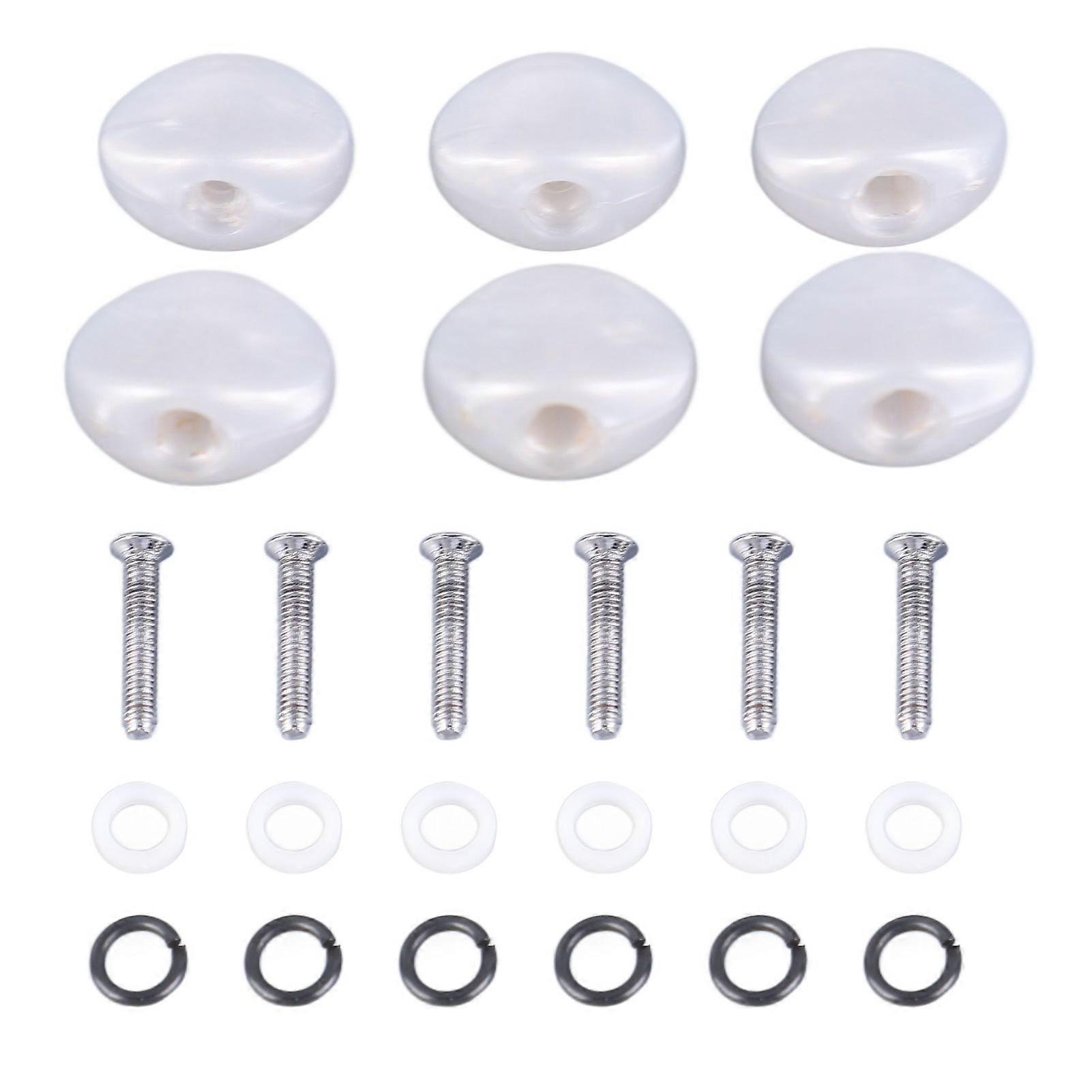 6PCS Tuning Key Button Electric Guitar Tuners Machine Head Replacement Button Tuners Machine Handle White