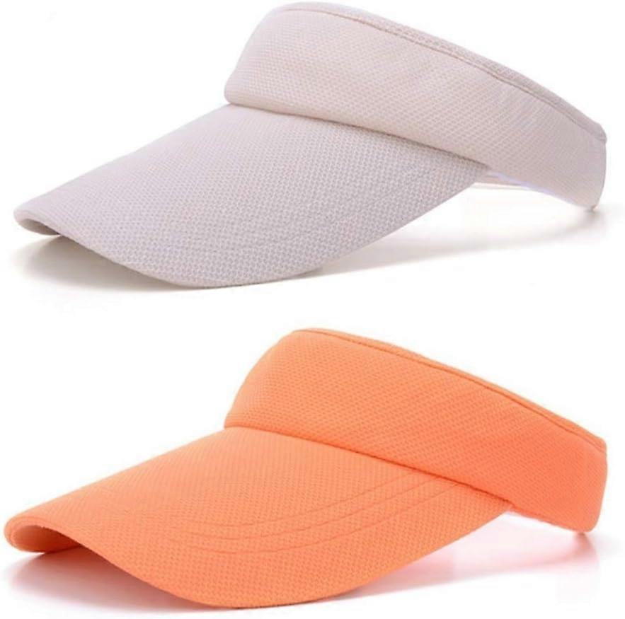 女性と女の子のための2ピースサンバイザー、スポーツサンバイザーキャップ女性空の帽子ロングつば調節可能なH