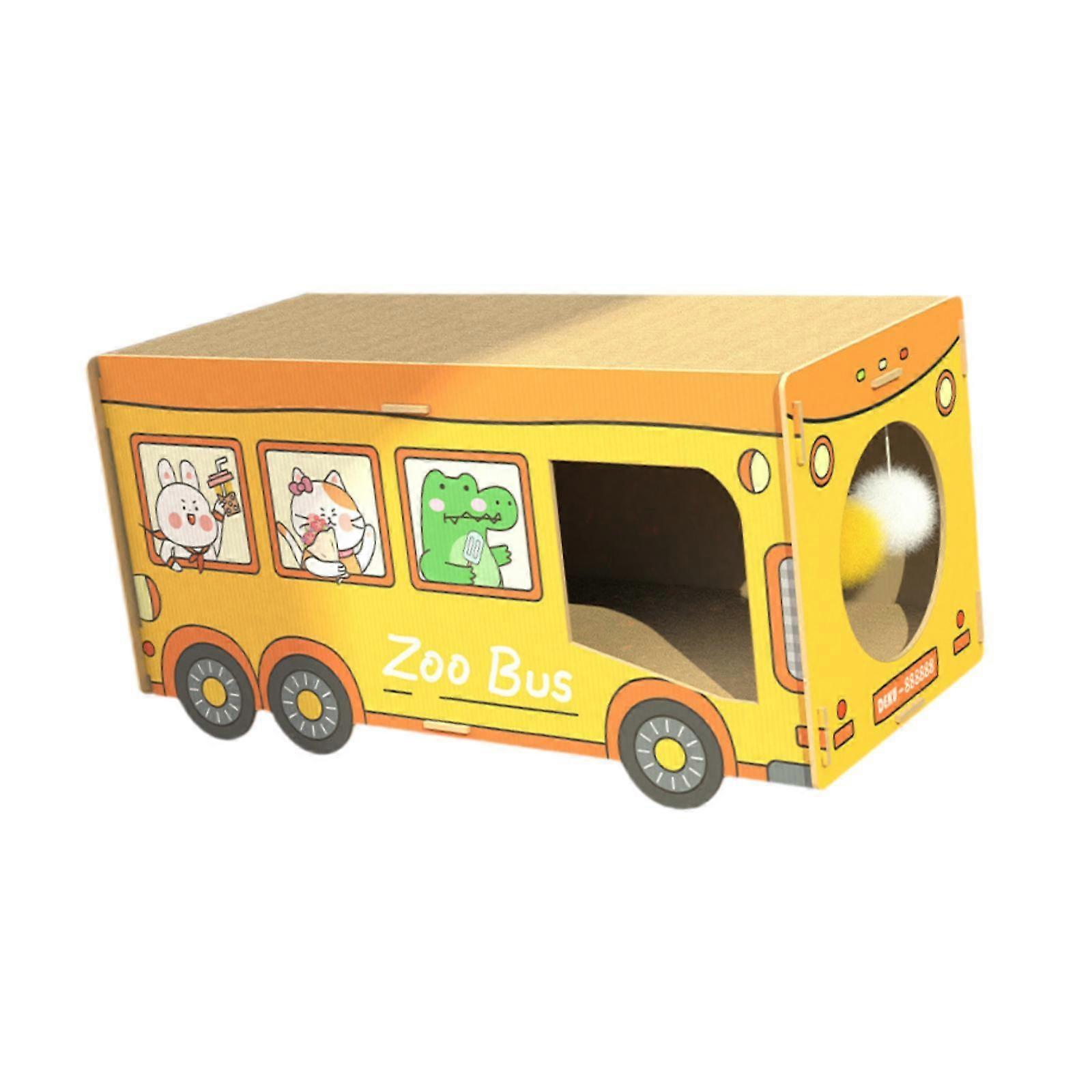 Cardboard Cat Scratcher Bus Training Kitten Scratching Bed for Pet Toy Kitty