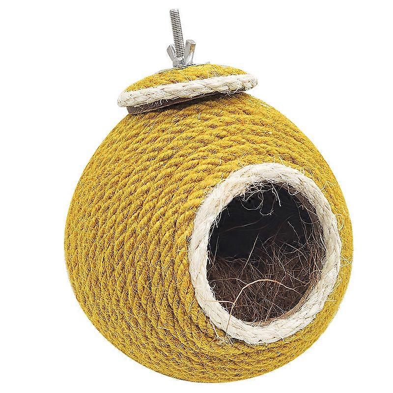 Safe Non-toxic Bird Nest Hamster Squirrel Hemp Rope Woven Hanging Coconut Shell Rattan Woven