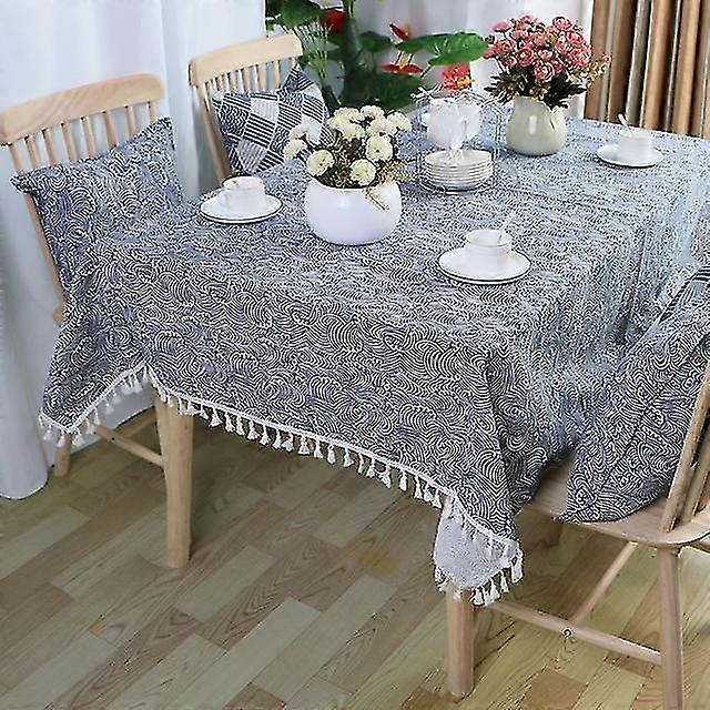 Tablecloths Tablecloth Rectangular Cotton Linen Sea Ripple Home Coffee Table Background Cloth 130*180cm