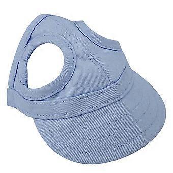 Pet Dog Cat Baseball Outdoor Cap Sunbonnet Adjustable Stripe Summer Travel Sport Hat (Blue M)_Special Gift