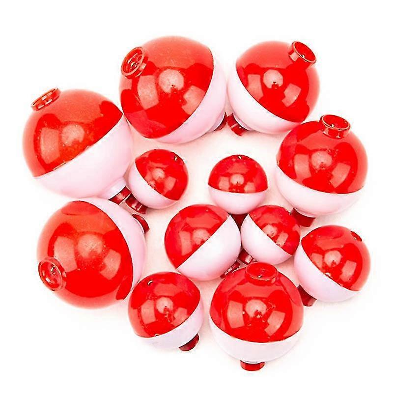40pcs Fishing Bobbers, Push Button Snap-on Floats Red And White For Fishing Tackle, 1 Inch,1.25 Inc