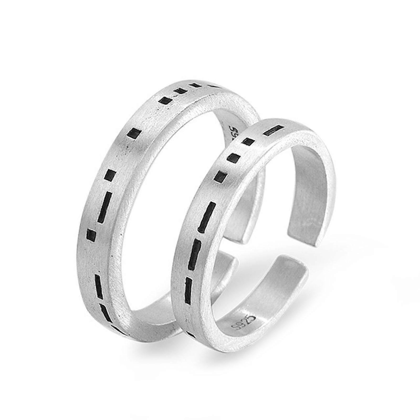 2 Pcs Morse Code Declaration Couple Rings Adjustable Matching Rings Jewelry